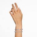 Swarovski Constella double bangle, Round cut, White, Rhodium plated