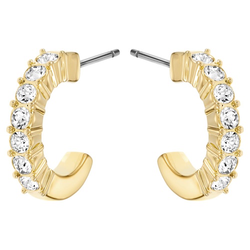 스와로브스키 Swarovski Mini Hoop hoop earrings, White, Gold-tone plated