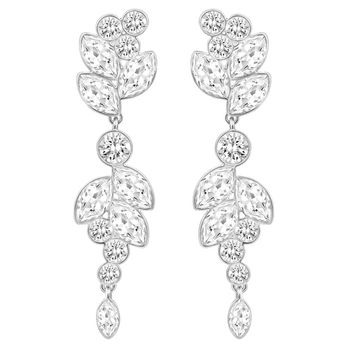 스와로브스키 Swarovski Diapason drop earrings, Mixed cuts, White, Rhodium plated