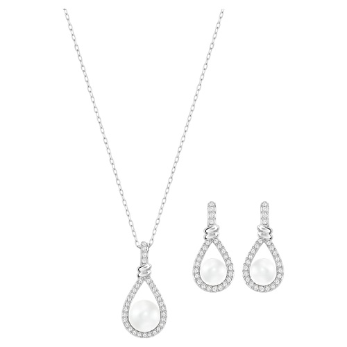 스와로브스키 Swarovski Enlace set, White, Rhodium plated