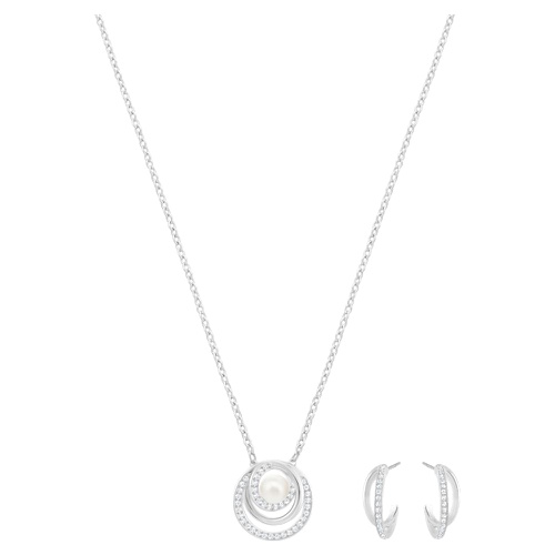 스와로브스키 Swarovski Free set, White, Rhodium plated