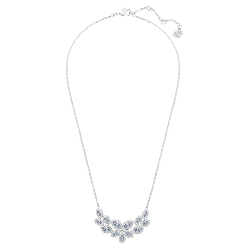 스와로브스키 Swarovski Baron necklace, Leaf, Gray, Rhodium plated