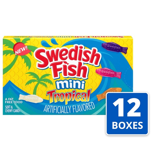  SWEDISH FISH Mini Tropical Soft & Chewy Candy, Easter Candy, 12 - 3.5 oz Boxes