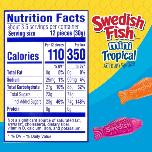  SWEDISH FISH Mini Tropical Soft & Chewy Candy, Easter Candy, 12 - 3.5 oz Boxes