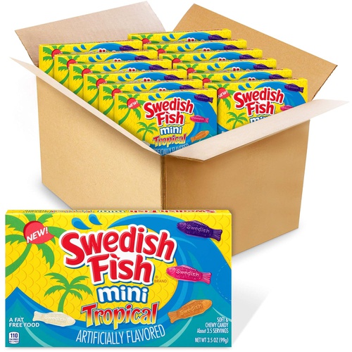  SWEDISH FISH Mini Tropical Soft & Chewy Candy, Easter Candy, 12 - 3.5 oz Boxes