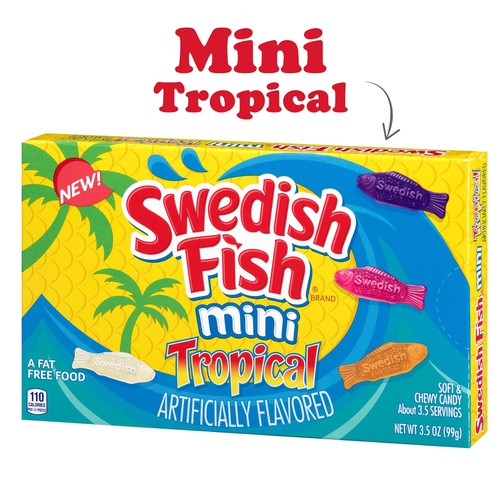  SWEDISH FISH Mini Tropical Soft & Chewy Candy, Easter Candy, 12 - 3.5 oz Boxes