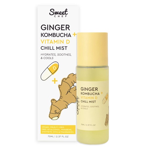  Sweet Chef Ginger Kombucha + Vitamin D Chill Mist - Hydrating Antioxidant-Rich Face Spray - Fights Free Radical Damage, Soothes Skin + Boosts Radiance (70ml / 2.37 fl oz)