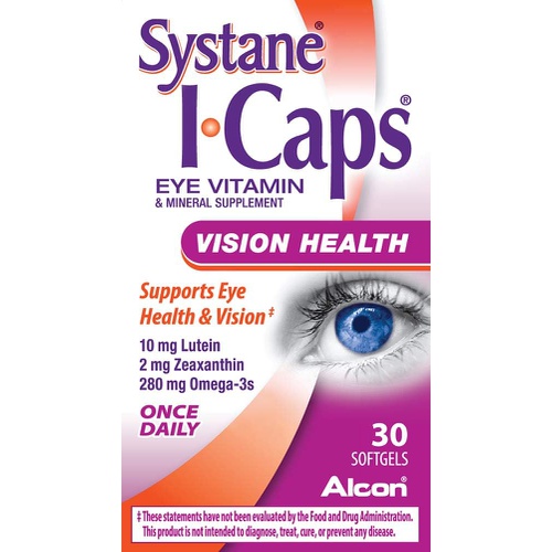  Systane ICaps Eye Vitamin & Mineral Supplement, Vision Health Formula, 30 Softgels