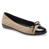 The FLEXX Riseco Quilted Ballet Flat_BEIGE/ BLACK SUEDE/ PATENT
