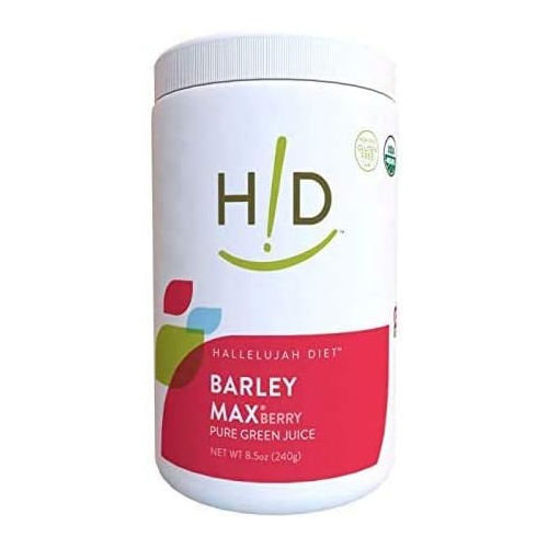  THE HALLELUJAH DIET Hallelujah Diet Organic BarleyMax - Barley and Alfalfa Green Juice Powder, Berry Flavor, (8.5 Ounces, 120 Servings)