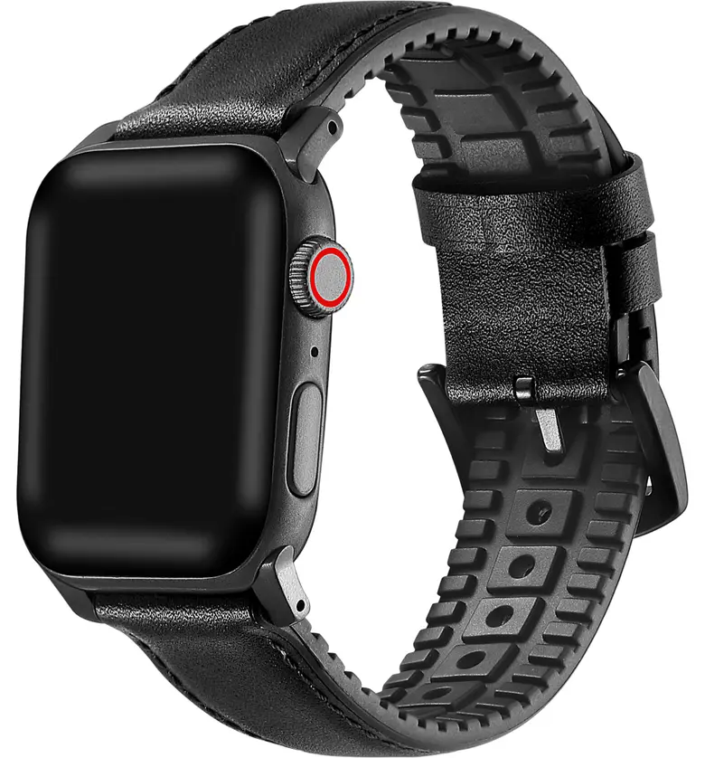 The Posh Tech Leather Apple Watch Strap_BLACK