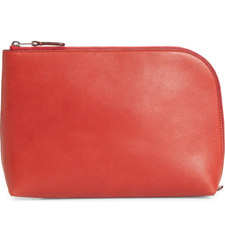 The Row Medium Leather Zip Pouch_RUBY RED