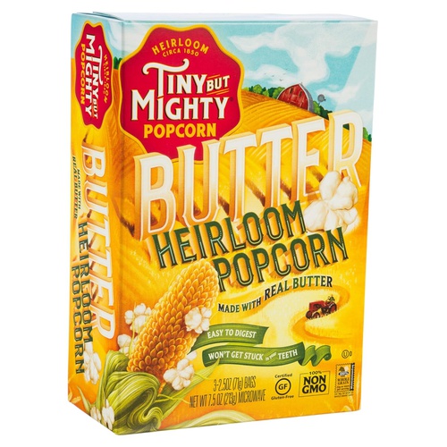  Tiny But Mighty Butter Heirloom Popcorn, for the Microwave, Pack of 3