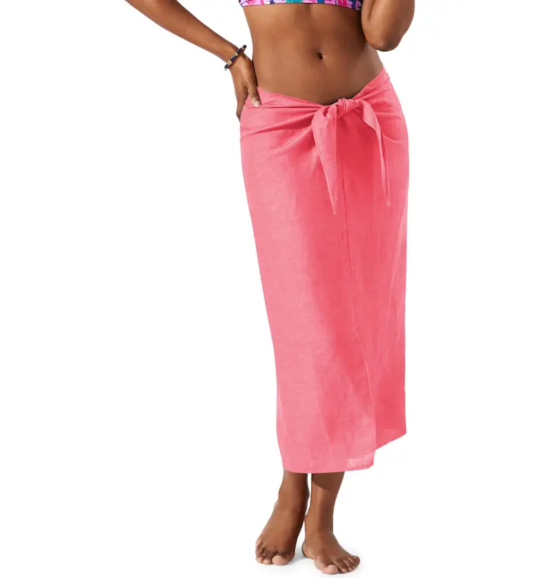  Tommy Bahama St. Lucia Linen Blend Sarong Skirt_CORAL COAST