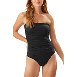 Tommy Bahama Pearl Shirred Bandeau One-Piece Swimsuit_BLACK