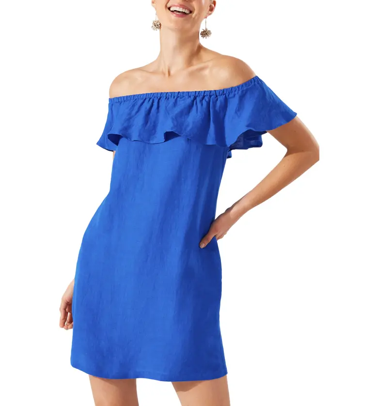 Tommy Bahama Off the Shoulder Cover-Up Dress_BEAMING BLUE