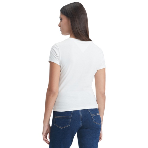 타미힐피거 Womens Cotton Slim-Fit Tonal-Logo T-Shirt