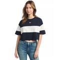 Womens Colorblock Cotton Crop T-Shirt