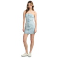 Womens Denim Strapless Zip-Front Mini Bodycon Dress