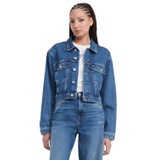 Womens Claire Cropped Denim Flag Jacket