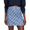 Womens Tartan-Check Chambray Mini Skirt