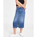 Womens Claire High-Waist Denim Midi Skirt