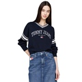 Womens Cotton Cropped Varsity Sweater