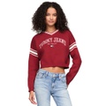 Womens Cotton Cropped Varsity Sweater