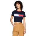 Womens Cotton Cropped Flag-Logo T-Shirt