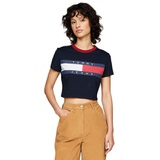 Womens Cotton Cropped Flag-Logo T-Shirt