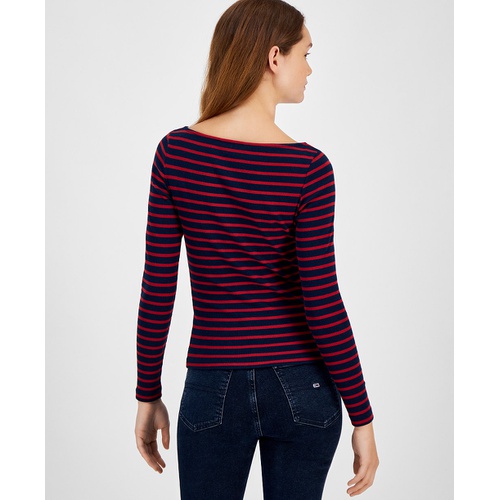 타미힐피거 Womens Brenton Striped Long-Sleeve Top