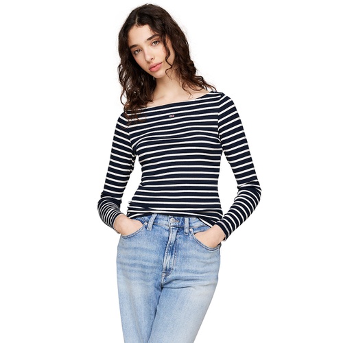 타미힐피거 Womens Brenton Striped Long-Sleeve Top