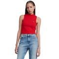 Womens Cropped Mockneck Sleeveless Top