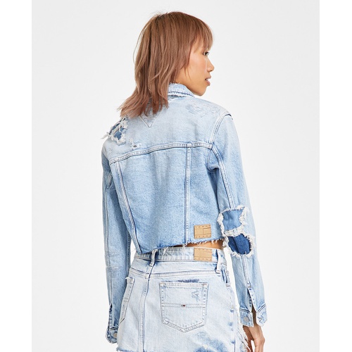 타미힐피거 Womens Izzie Cut-Off Denim Jacket