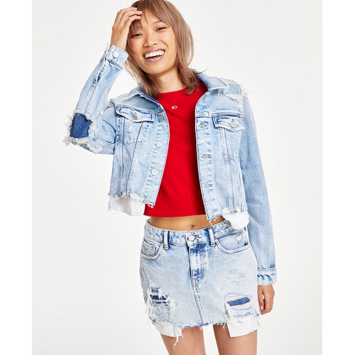 타미힐피거 Womens Izzie Cut-Off Denim Jacket