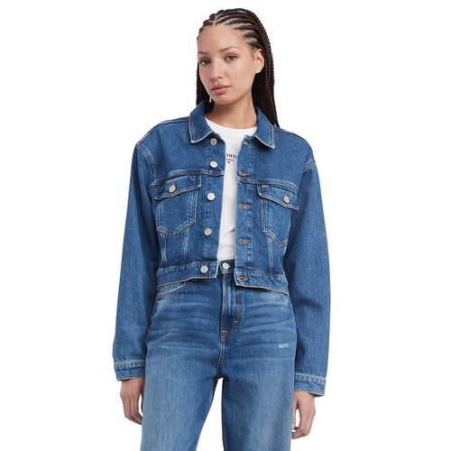 타미힐피거 Womens Claire Cropped Denim Flag Jacket