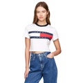 Womens Cotton Cropped Flag-Logo T-Shirt