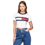 Womens Cotton Cropped Flag-Logo T-Shirt