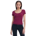 Womens Slim Henley Short-Sleeve Top