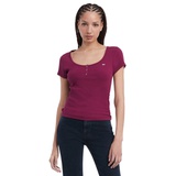 Womens Slim Henley Short-Sleeve Top