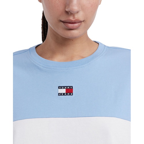 타미힐피거 Womens Colorblock Cotton Crop T-Shirt