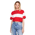 Womens Colorblock Cotton Crop T-Shirt