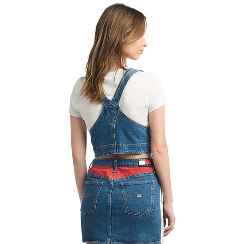 타미힐피거 Womens Sleeveless Denim Overalls Top