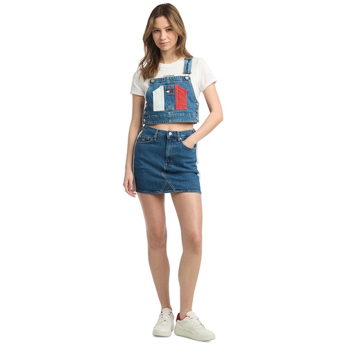 타미힐피거 Womens Sleeveless Denim Overalls Top