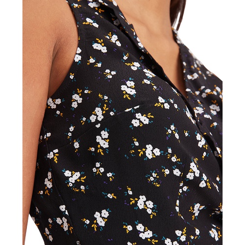 타미힐피거 Womens Floral-Print Cropped Ruffled Top