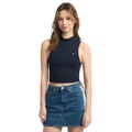 Womens Cropped Mockneck Sleeveless Top