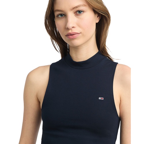 타미힐피거 Womens Cropped Mockneck Sleeveless Top