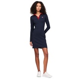 Womens Ribbed Badge-Logo Polo Dress