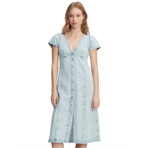 타미힐피거 Womens Short-Sleeve Button-Up Denim Midi Dress