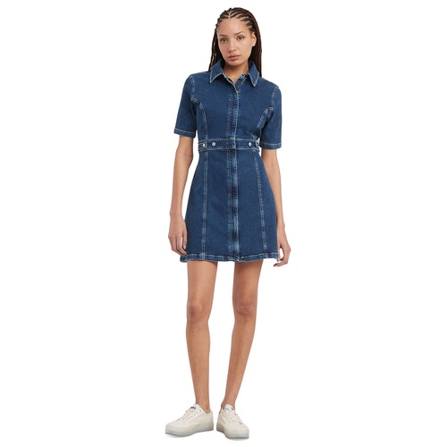 타미힐피거 Womens Zip-Front Short-Sleeve Denim Dress